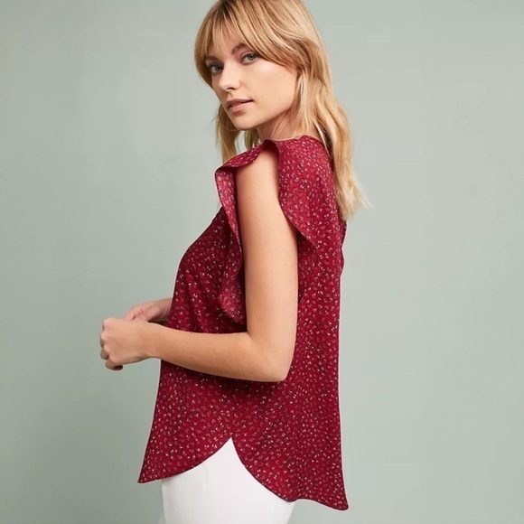 Anthropologie Ranna Gil Markie Cutwork Flutter Top - Picture 3 of 8